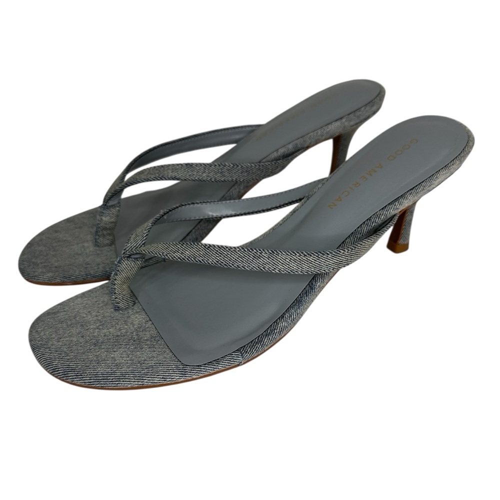 Good American Heels Denim Thong Strap Sandals Women’s Size 9.5